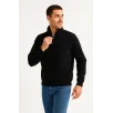 Erkek Dik Yaka Sweatshirt Dik Yaka Yarım Fermuarlı 3 İplik Şardonlu Pamuk Kumaş - Siyah Erkek Dik Yaka Sweatshirt Dik Yaka Yarım Fermuarlı 3 İplik Şardonlu Pamuk Kumaş - Siyah