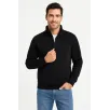 Erkek Dik Yaka Sweatshirt Dik Yaka Yarım Fermuarlı 3 İplik Şardonlu Pamuk Kumaş - Siyah Erkek Dik Yaka Sweatshirt Dik Yaka Yarım Fermuarlı 3 İplik Şardonlu Pamuk Kumaş - Siyah