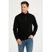 Erkek Dik Yaka Sweatshirt Dik Yaka Yarım Fermuarlı 3 İplik Şardonlu Pamuk Kumaş - Siyah Erkek Dik Yaka Sweatshirt Dik Yaka Yarım Fermuarlı 3 İplik Şardonlu Pamuk Kumaş - Siyah