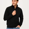 Erkek Dik Yaka Sweatshirt Dik Yaka Yarım Fermuarlı 3 İplik Şardonlu Pamuk Kumaş - Siyah Erkek Dik Yaka Sweatshirt Dik Yaka Yarım Fermuarlı 3 İplik Şardonlu Pamuk Kumaş - Siyah
