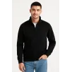Erkek Dik Yaka Sweatshirt Dik Yaka Yarım Fermuarlı 3 İplik Şardonlu Pamuk Kumaş - Siyah Erkek Dik Yaka Sweatshirt Dik Yaka Yarım Fermuarlı 3 İplik Şardonlu Pamuk Kumaş - Siyah