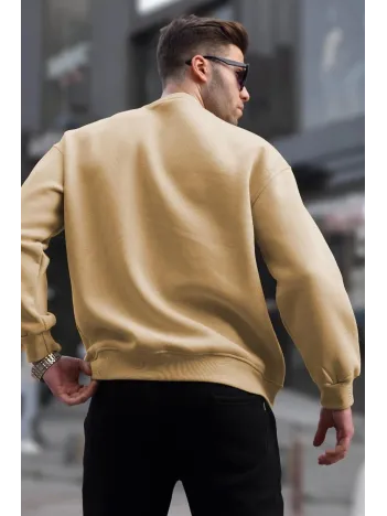 Erkek Düz Bisiklet Yaka Sweat - Bej Erkek Düz Bisiklet Yaka Sweat - Bej