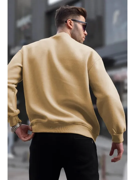 Erkek Düz Bisiklet Yaka Sweat - Bej Erkek Düz Bisiklet Yaka Sweat - Bej