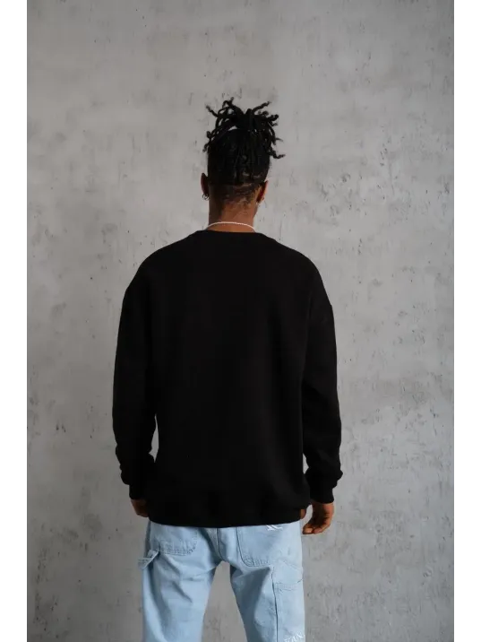 Erkek Düz Bisiklet Yaka Sweat - Siyah Erkek Düz Bisiklet Yaka Sweat - Siyah