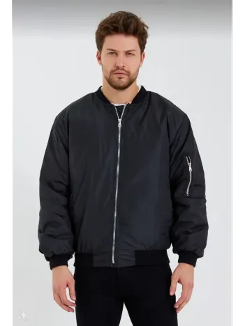 Unisex Siyah Bomber Mont – Su İtici Kumaş, Kapitone Astarlı, Fermuarlı ve Günlük Kullanıma Uygun Ceket- Siyah Unisex Siyah Bomber Mont – Su İtici Kumaş, Kapitone Astarlı, Fermuarlı ve Günlük Kullanıma Uygun Ceket- Siyah