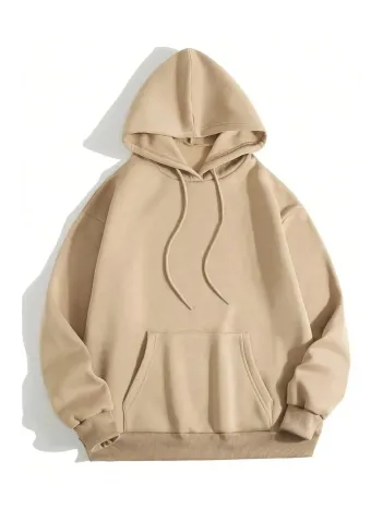Erkek Düz Kapüşonlu Sweat - Bej Erkek Düz Kapüşonlu Sweat - Bej