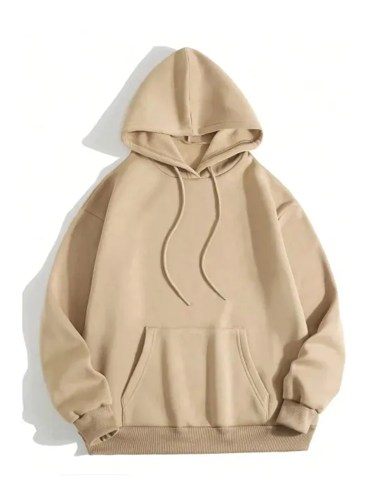 Erkek Düz Kapüşonlu Sweat - Bej Erkek Düz Kapüşonlu Sweat - Bej