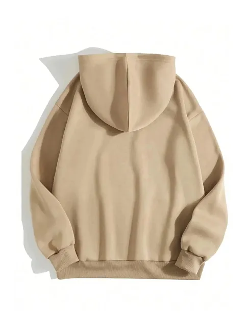 Erkek Düz Kapüşonlu Sweat - Bej