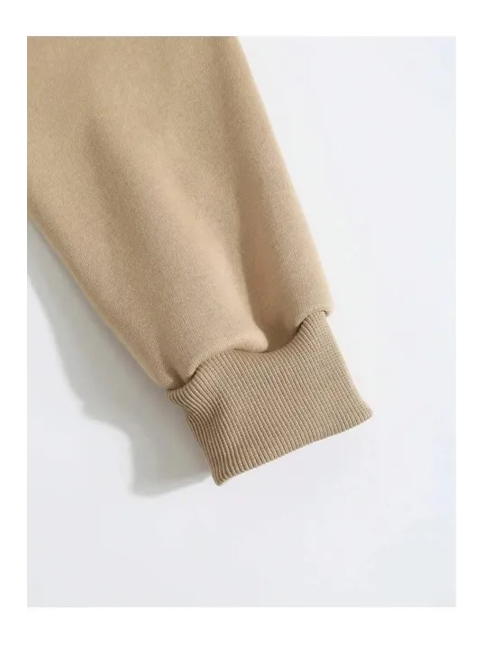 Erkek Düz Kapüşonlu Sweat - Bej Erkek Düz Kapüşonlu Sweat - Bej