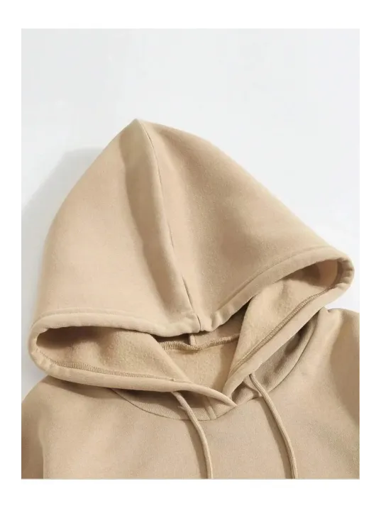 Erkek Düz Kapüşonlu Sweat - Bej Erkek Düz Kapüşonlu Sweat - Bej