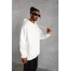 Erkek Düz Kapüşonlu Sweat - Beyaz Erkek Düz Kapüşonlu Sweat - Beyaz