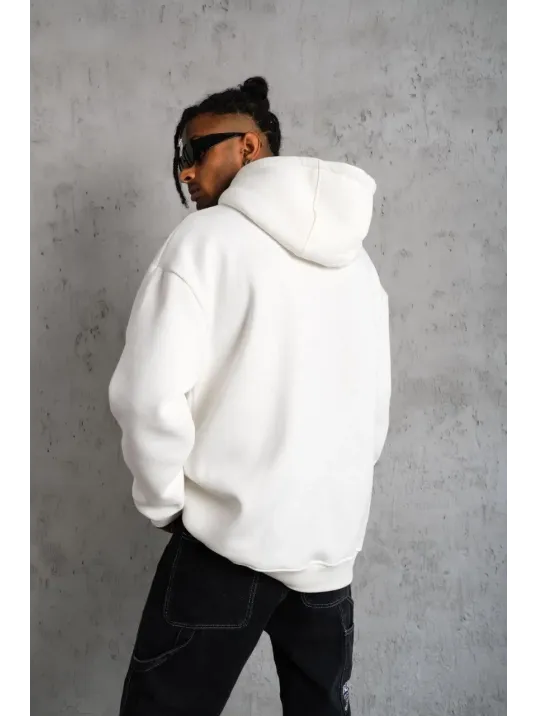 Erkek Düz Kapüşonlu Sweat - Beyaz Erkek Düz Kapüşonlu Sweat - Beyaz