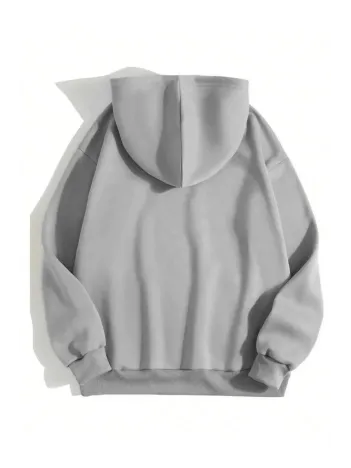 Erkek Düz Kapüşonlu Sweat - Boyalı Gri Erkek Düz Kapüşonlu Sweat - Boyalı Gri