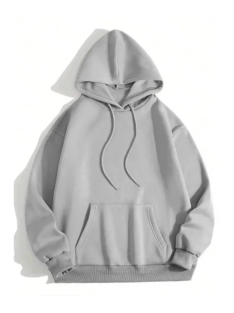 Erkek Düz Kapüşonlu Sweat - Boyalı Gri