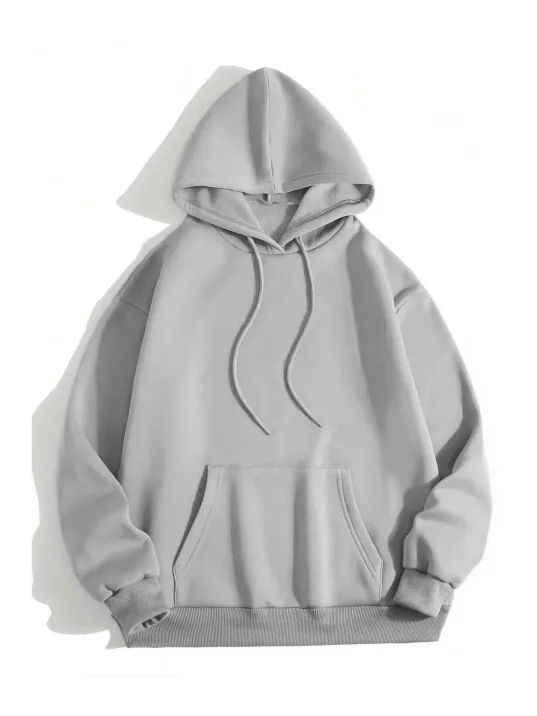 Erkek Düz Kapüşonlu Sweat - Boyalı Gri Erkek Düz Kapüşonlu Sweat - Boyalı Gri