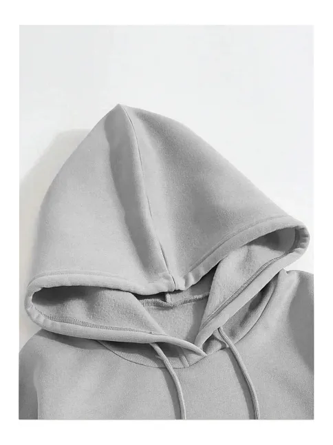 Erkek Düz Kapüşonlu Sweat - Boyalı Gri