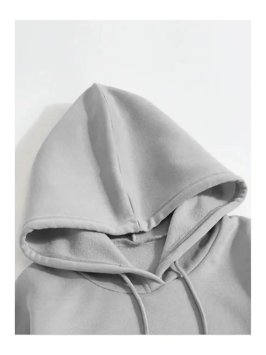 Erkek Düz Kapüşonlu Sweat - Boyalı Gri Erkek Düz Kapüşonlu Sweat - Boyalı Gri