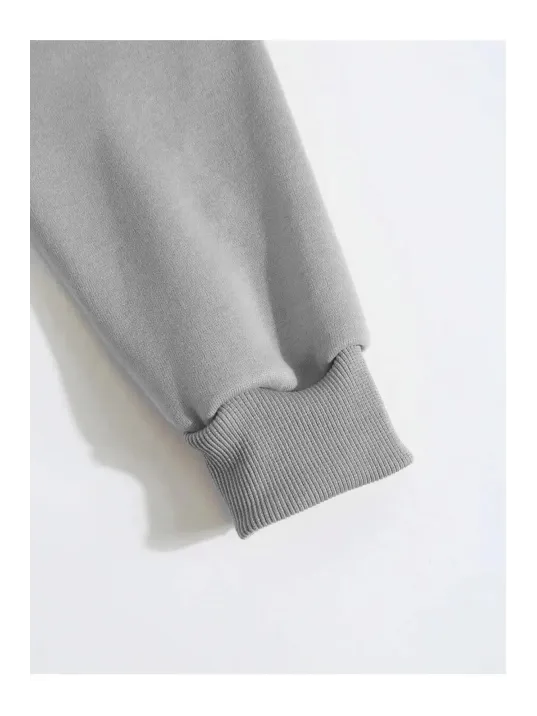 Erkek Düz Kapüşonlu Sweat - Boyalı Gri Erkek Düz Kapüşonlu Sweat - Boyalı Gri