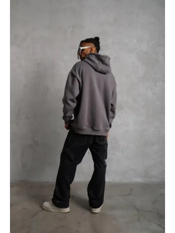 Erkek Düz Kapüşonlu Sweat - Gri Erkek Düz Kapüşonlu Sweat - Gri