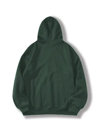 Erkek Düz Kapüşonlu Sweat - Koyu Yeşil