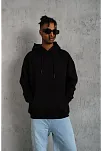 Erkek Düz Kapüşonlu Sweat - Siyah
