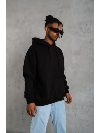 Erkek Düz Kapüşonlu Sweat - Siyah Erkek Düz Kapüşonlu Sweat - Siyah