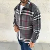 Erkek Ekose Desenli Düğmeli Polar Yakalı Uzun Kollu Gömlek Oversize Rahat Kalıp - Füme Erkek Ekose Desenli Düğmeli Polar Yakalı Uzun Kollu Gömlek Oversize Rahat Kalıp - Füme
