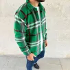 Erkek Ekose Desenli Düğmeli Polar Yakalı Uzun Kollu Gömlek Oversize Rahat Kalıp - Yeşil Erkek Ekose Desenli Düğmeli Polar Yakalı Uzun Kollu Gömlek Oversize Rahat Kalıp - Yeşil