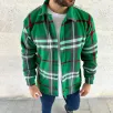 Erkek Ekose Desenli Düğmeli Polar Yakalı Uzun Kollu Gömlek Oversize Rahat Kalıp - Yeşil Erkek Ekose Desenli Düğmeli Polar Yakalı Uzun Kollu Gömlek Oversize Rahat Kalıp - Yeşil