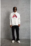 Erkek Eldiven Baskılı Kapüşonlu Sweat - Beyaz