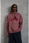 Erkek Eldiven Baskılı Kapüşonlu Sweat - Gül Kurusu