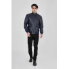 Erkek Fermuarlı İçten Elyaf Ve Astarlı Suni Deri Ceket - Lacivert Erkek Fermuarlı İçten Elyaf Ve Astarlı Suni Deri Ceket - Lacivert