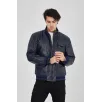 Erkek Fermuarlı İçten Elyaf Ve Astarlı Suni Deri Ceket - Lacivert Erkek Fermuarlı İçten Elyaf Ve Astarlı Suni Deri Ceket - Lacivert