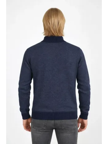 Erkek Fermuarlı Triko Hırka Yüksek Yaka, Cepli, Günlük Şık Rahat Kalıp Triko - Lacivert Erkek Fermuarlı Triko Hırka Yüksek Yaka, Cepli, Günlük Şık Rahat Kalıp Triko - Lacivert