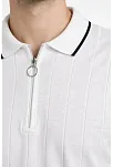 Erkek Fermuarlı Yaka Fitilli Triko Kısa Kollu Regular Fit Tişört T-shirt - Beyaz