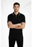 Erkek Fermuarlı Yaka Fitilli Triko Kısa Kollu Regular Fit Tişört T-shirt - Siyah Erkek Fermuarlı Yaka Fitilli Triko Kısa Kollu Regular Fit Tişört T-shirt - Siyah