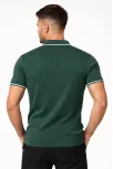 Erkek Fermuarlı Yaka Fitilli Triko Kısa Kollu Regular Fit Tişört T-shirt - Yeşil