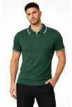 Erkek Fermuarlı Yaka Fitilli Triko Kısa Kollu Regular Fit Tişört T-shirt - Yeşil Erkek Fermuarlı Yaka Fitilli Triko Kısa Kollu Regular Fit Tişört T-shirt - Yeşil