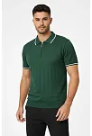 Erkek Fermuarlı Yaka Fitilli Triko Kısa Kollu Regular Fit Tişört T-shirt - Yeşil Erkek Fermuarlı Yaka Fitilli Triko Kısa Kollu Regular Fit Tişört T-shirt - Yeşil