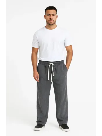 Erkek Fitilli Kadife Cepli Buggy Pantolon Oversize Rahat Kalıp - Füme