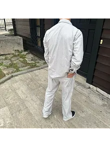 Erkek Fitilli Kadife Cepli Buggy Pantolon Oversize Rahat Kalıp - Gri