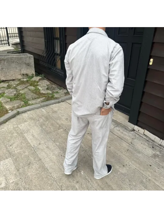 Erkek Fitilli Kadife Cepli Buggy Pantolon Oversize Rahat Kalıp - Gri Erkek Fitilli Kadife Cepli Buggy Pantolon Oversize Rahat Kalıp - Gri