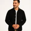Erkek Fitilli Kadife Cepli Gömlek Oversize Rahat Kalıp - Siyah Erkek Fitilli Kadife Cepli Gömlek Oversize Rahat Kalıp - Siyah
