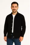 Erkek Fitilli Kadife Cepli Gömlek Oversize Rahat Kalıp - Siyah