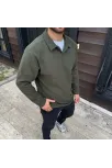 Erkek Fitilli Polar Sweatshirt – Düğmesiz Polo Yaka, Oversize Rahat Kalıp, Kalın Polar Kumaş, Kışlık Ve Baharlık Şık Günlük Üst - Haki Erkek Fitilli Polar Sweatshirt – Düğmesiz Polo Yaka, Oversize Rahat Kalıp, Kalın Polar Kumaş, Kışlık Ve Baharlık Şık Günlük Üst - Haki
