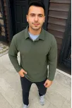 Erkek Fitilli Polar Sweatshirt – Düğmesiz Polo Yaka, Oversize Rahat Kalıp, Kalın Polar Kumaş, Kışlık Ve Baharlık Şık Günlük Üst - Haki Erkek Fitilli Polar Sweatshirt – Düğmesiz Polo Yaka, Oversize Rahat Kalıp, Kalın Polar Kumaş, Kışlık Ve Baharlık Şık Günlük Üst - Haki