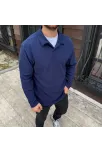 Erkek Fitilli Polar Sweatshirt – Düğmesiz Polo Yaka, Oversize Rahat Kalıp, Kalın Polar Kumaş, Kışlık Ve Baharlık Şık Günlük Üst - Lacivert Erkek Fitilli Polar Sweatshirt – Düğmesiz Polo Yaka, Oversize Rahat Kalıp, Kalın Polar Kumaş, Kışlık Ve Baharlık Şık Günlük Üst - Lacivert