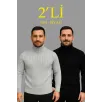 Erkek Fitilli Triko Kazak 2'li Set Gri Siyah Regular Balıkcı Yaka Tam Boğazlı Triko Seti Modeli Kazak Erkek Fitilli Triko Kazak 2'li Set Gri Siyah Regular Balıkcı Yaka Tam Boğazlı Triko Seti Modeli Kazak
