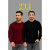 Erkek Fitilli Triko Kazak 2’li Set – Siyah & Bordo, Kalın Dokuma Pamuklu Regular Fit Bisiklet Yaka Uzun Kollu Rahat Kışlık Kazak Kombini Erkek Fitilli Triko Kazak 2’li Set – Siyah & Bordo, Kalın Dokuma Pamuklu Regular Fit Bisiklet Yaka Uzun Kollu Rahat Kışlık Kazak Kombini