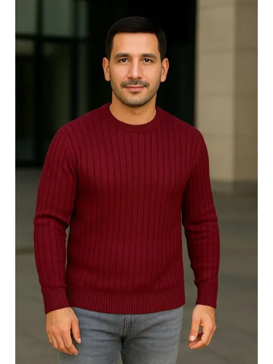 Erkek Fitilli Triko Kazak 2’li Set – Siyah & Bordo, Kalın Dokuma Pamuklu Regular Fit Bisiklet Yaka Uzun Kollu Rahat Kışlık Kazak Kombini Erkek Fitilli Triko Kazak 2’li Set – Siyah & Bordo, Kalın Dokuma Pamuklu Regular Fit Bisiklet Yaka Uzun Kollu Rahat Kışlık Kazak Kombini